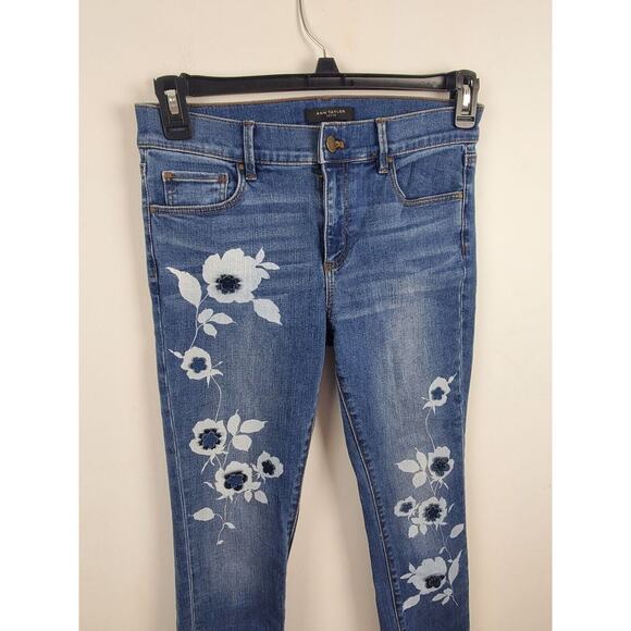 Ann Taylor Petite Jeans Womens 4P The Skinny Crop Mid Rise Skinny Leg Blue - Picture 3 of 6